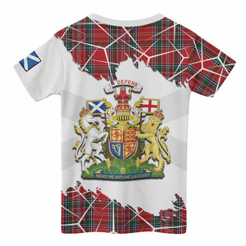 MacBean (MacBain) Tartan Kid T-shirt with Family Crest and Lion Rampant Grunge Style