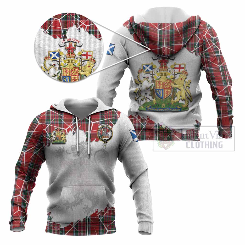 MacBean (MacBain) Tartan Knitted Hoodie with Family Crest and Lion Rampant Grunge Style