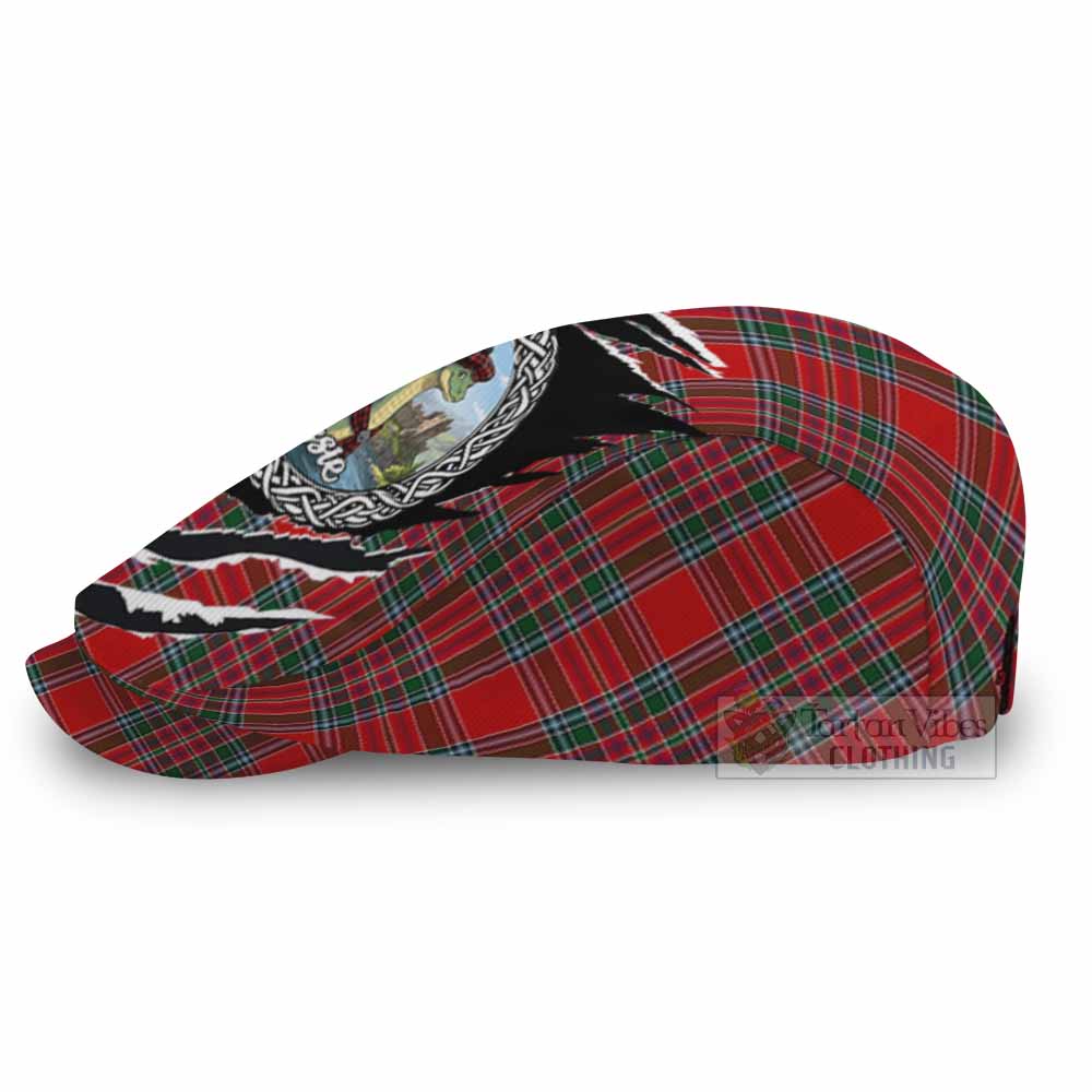 MacBean (MacBain) Tartan Loch Ness Monster Flat Cap, Jeff Cap Celtic Knot Nessie Art
