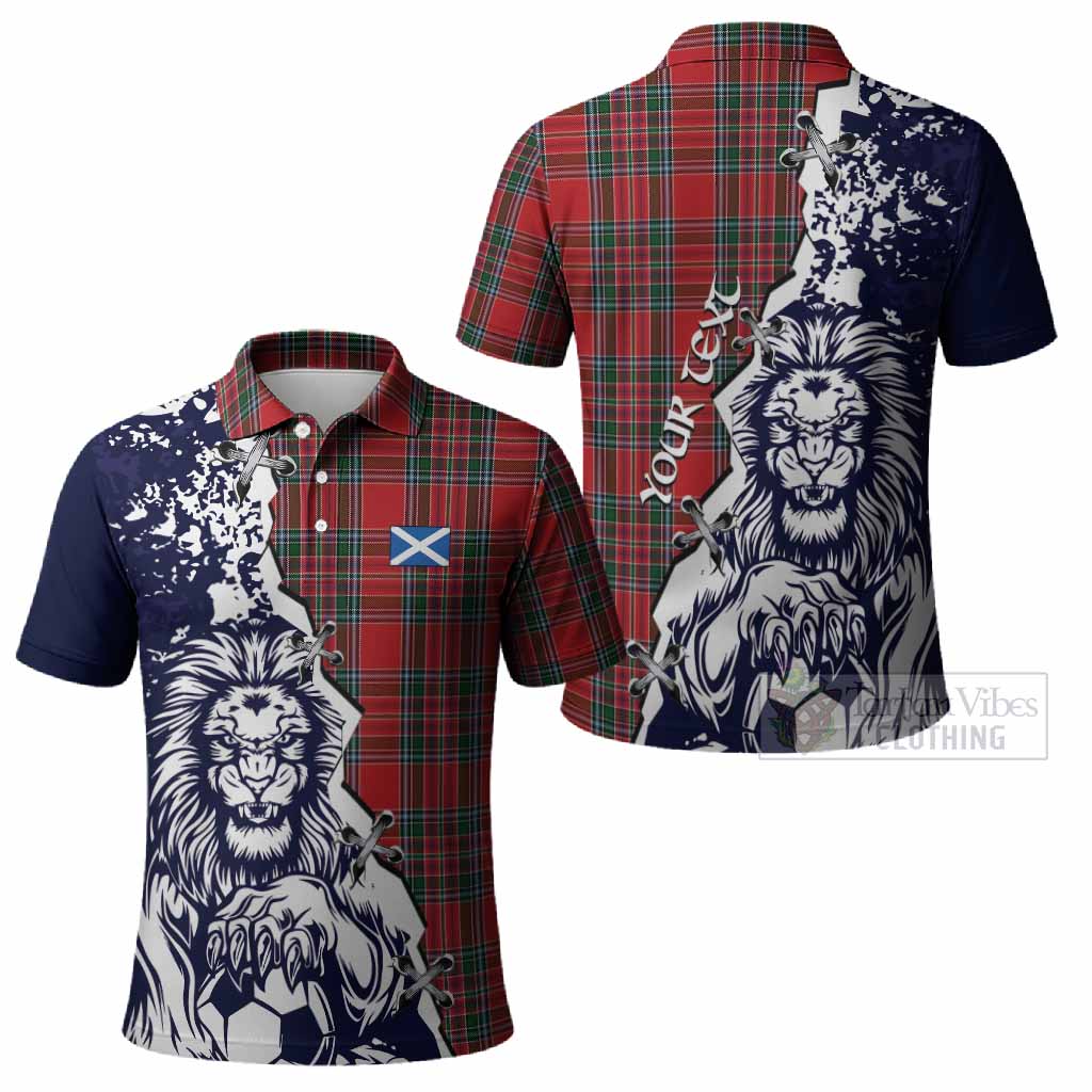 MacBean (MacBain) Tartan Scottish Polo Shirt Angry Lion With Soccer Ball Style