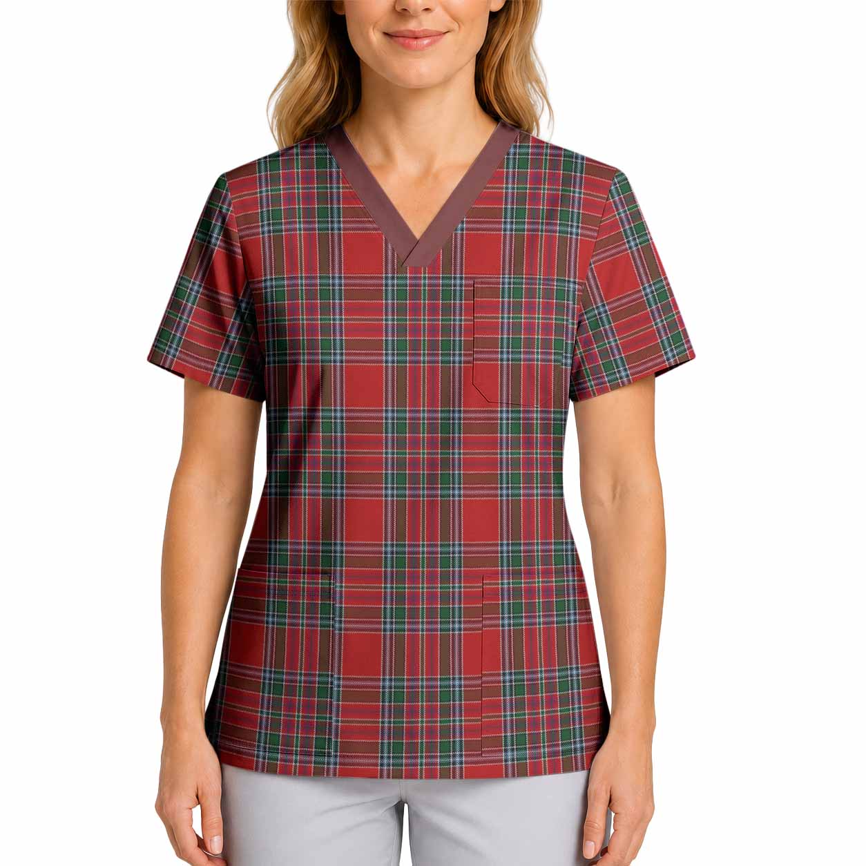 MacBean (MacBain) Tartan Scrub Top 4XL - Tartan Vibes Clothing