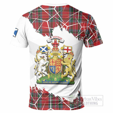 MacBean (MacBain) Tartan T-Shirt with Family Crest and Lion Rampant Grunge Style
