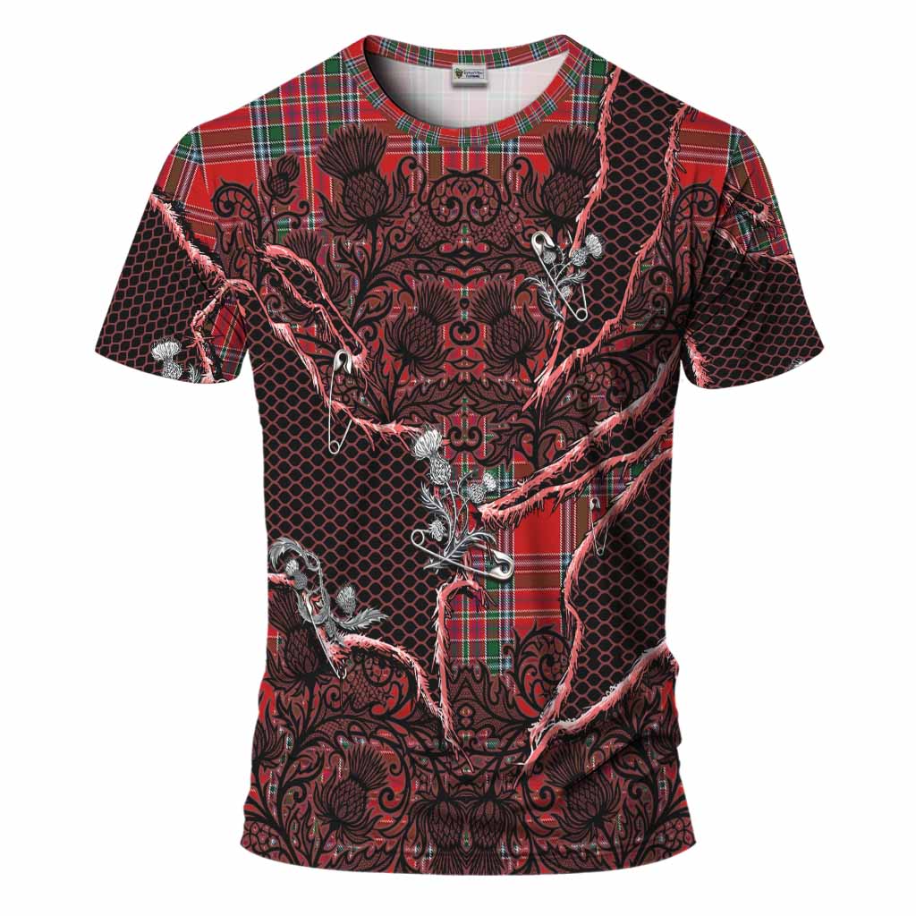 MacBean (MacBain) Tartan Thistle Dark Gothic T-Shirt Kid's Shirt - Tartan Vibes Clothing