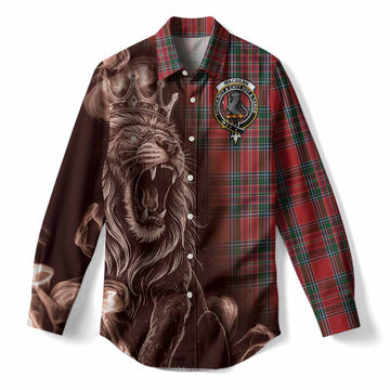 MacBean (MacBain) Tartan Women Casual Shirt Roaring Lion Heritage