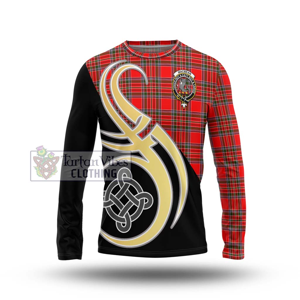 MacBean Modern Tartan Long Sleeve T-Shirt with Family Crest and Celtic Symbol Style Unisex - Tartan Vibes Clothing