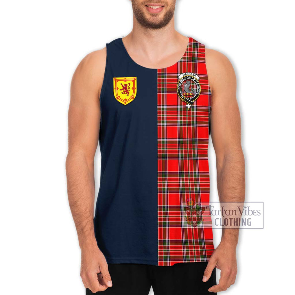 MacBean Modern Tartan Men's Tank Top Alba with Scottish Lion Royal Arm Half Style Men - Tartan Vibes Clothing
