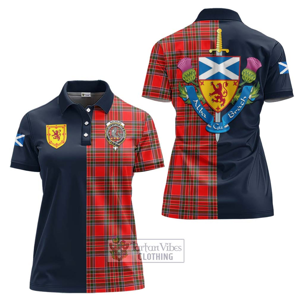 MacBean Modern Tartan Women's Polo Shirt Alba with Scottish Lion Royal Arm Half Style Women - Tartan Vibes Clothing