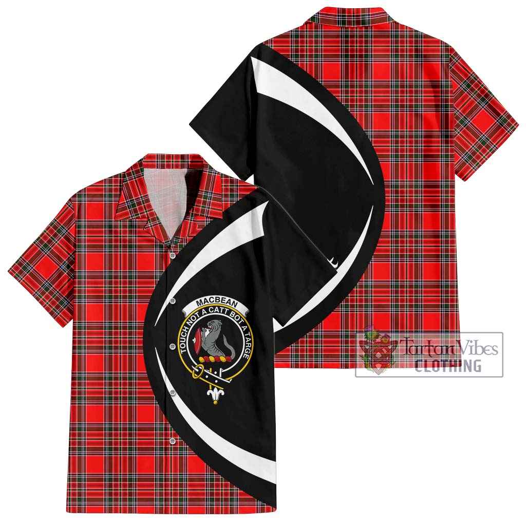 MacBean Modern Tartan Hawaiian Shirt with Family Crest Circle Style Kid - Tartan Vibes Clothing