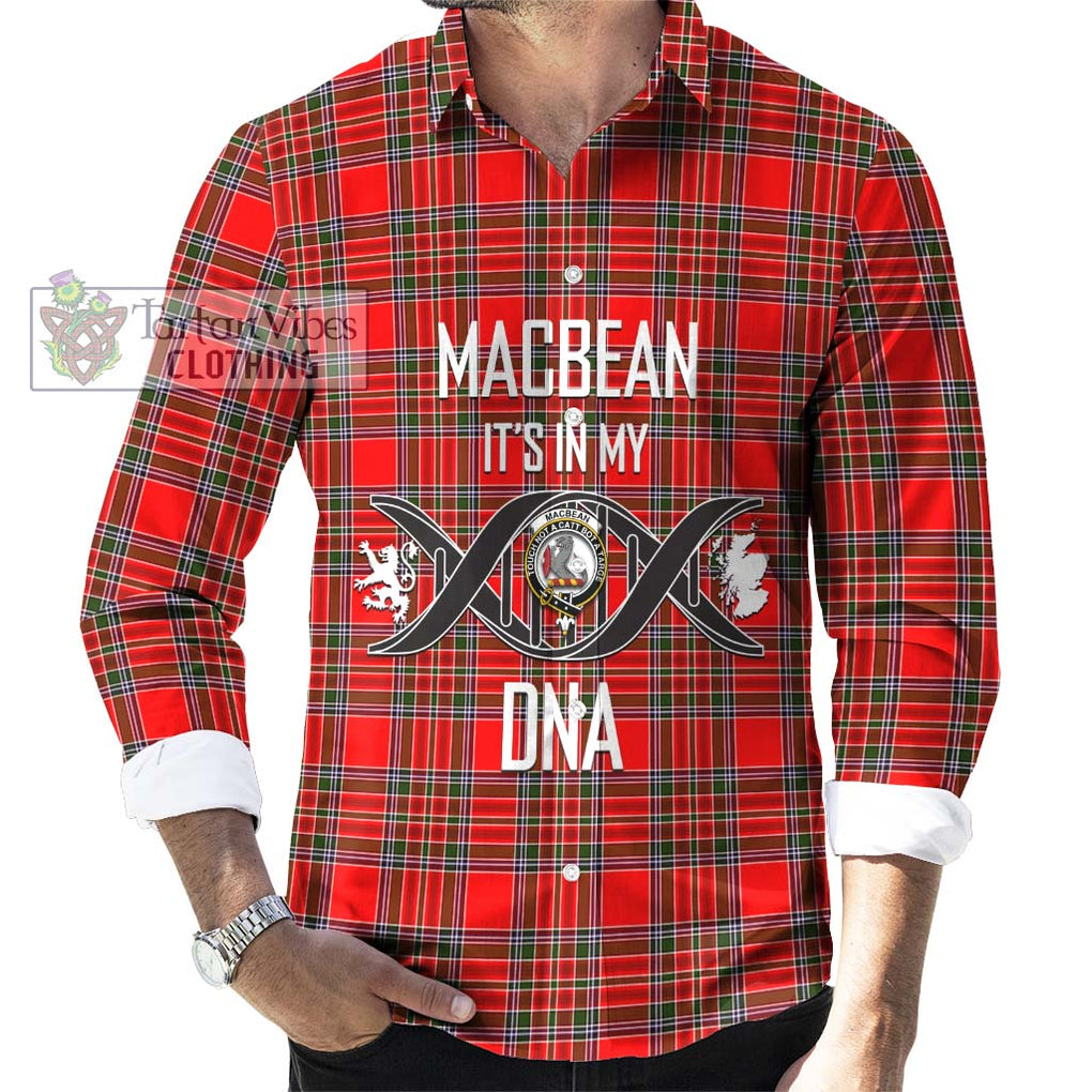 MacBean Modern Tartan Long Sleeve Button Shirt with Family Crest DNA In Me Style Men's Shirt S - Tartanvibesclothing Shop