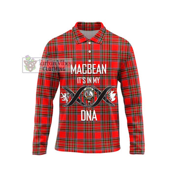 MacBean Modern Tartan Long Sleeve Polo Shirt with Family Crest DNA In Me Style Unisex - Tartan Vibes Clothing