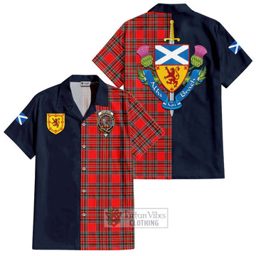 MacBean Modern Tartan Hawaiian Shirt Alba with Scottish Lion Royal Arm Half Style Kid - Tartan Vibes Clothing