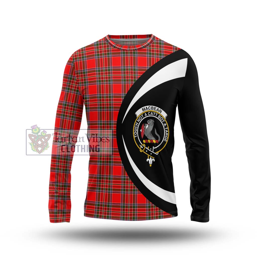 MacBean Modern Tartan Long Sleeve T-Shirt with Family Crest Circle Style Unisex - Tartan Vibes Clothing