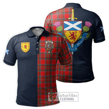 MacBean Modern Tartan Polo Shirt Alba with Scottish Lion Royal Arm Half Style Kid - Tartan Vibes Clothing