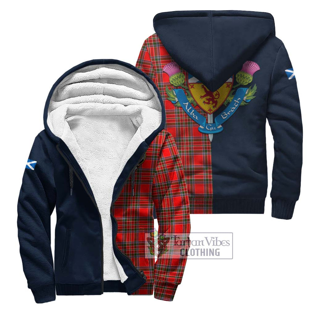 MacBean Modern Tartan Sherpa Hoodie Alba with Scottish Lion Royal Arm Half Style Unisex S - Tartan Vibes Clothing