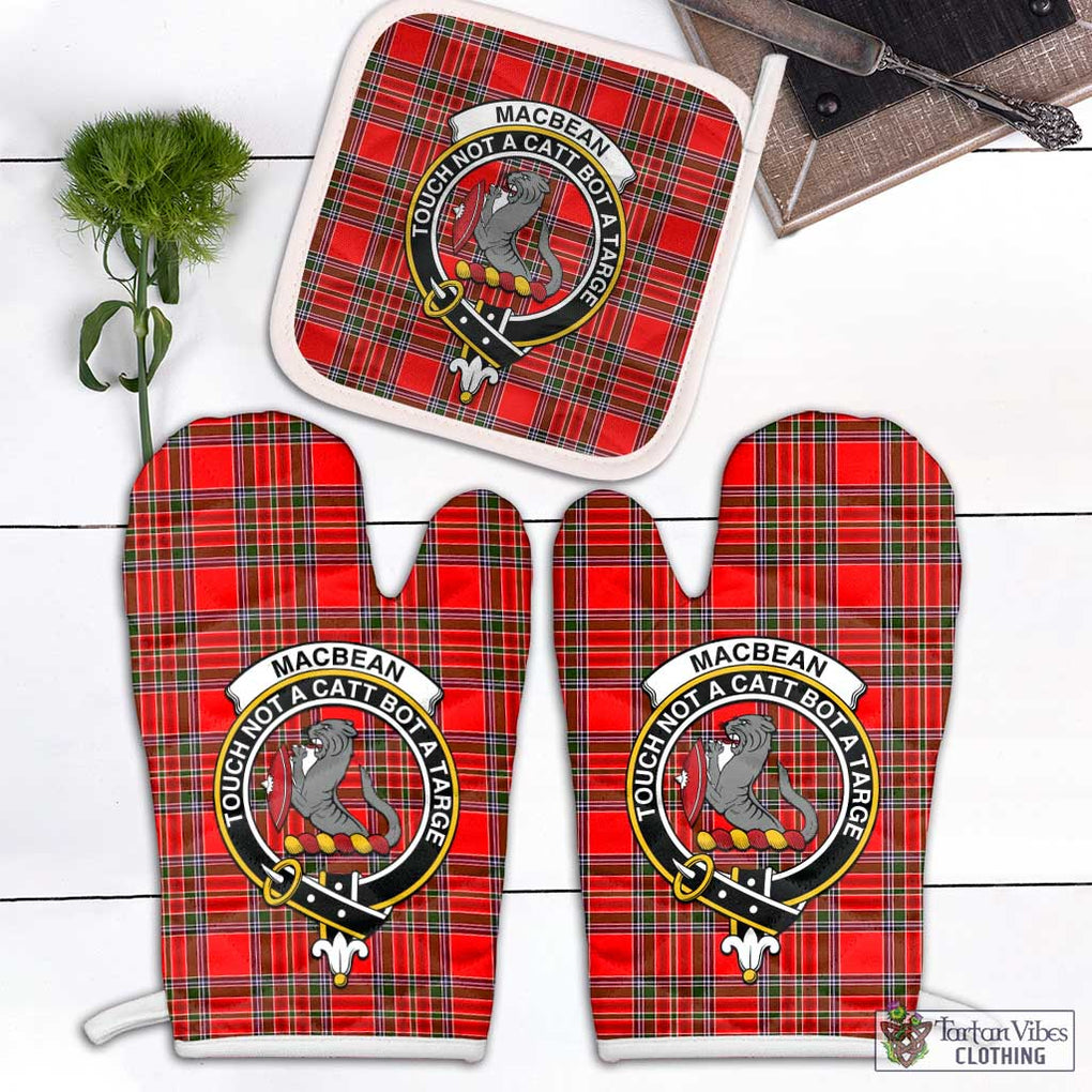 MacBean Modern Tartan Combo Oven Mitt & Pot-Holder with Family Crest White - Tartan Vibes Clothing