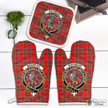 MacBean Modern Tartan Combo Oven Mitt & Pot-Holder with Family Crest White - Tartan Vibes Clothing