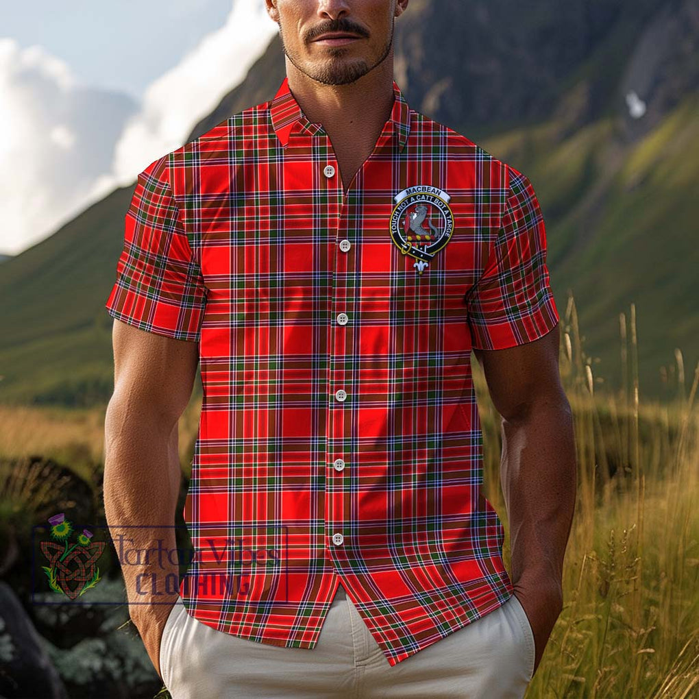 MacBean Modern Tartan Cotton Hawaiian Shirt with Family Crest Kid - Tartan Vibes Clothing