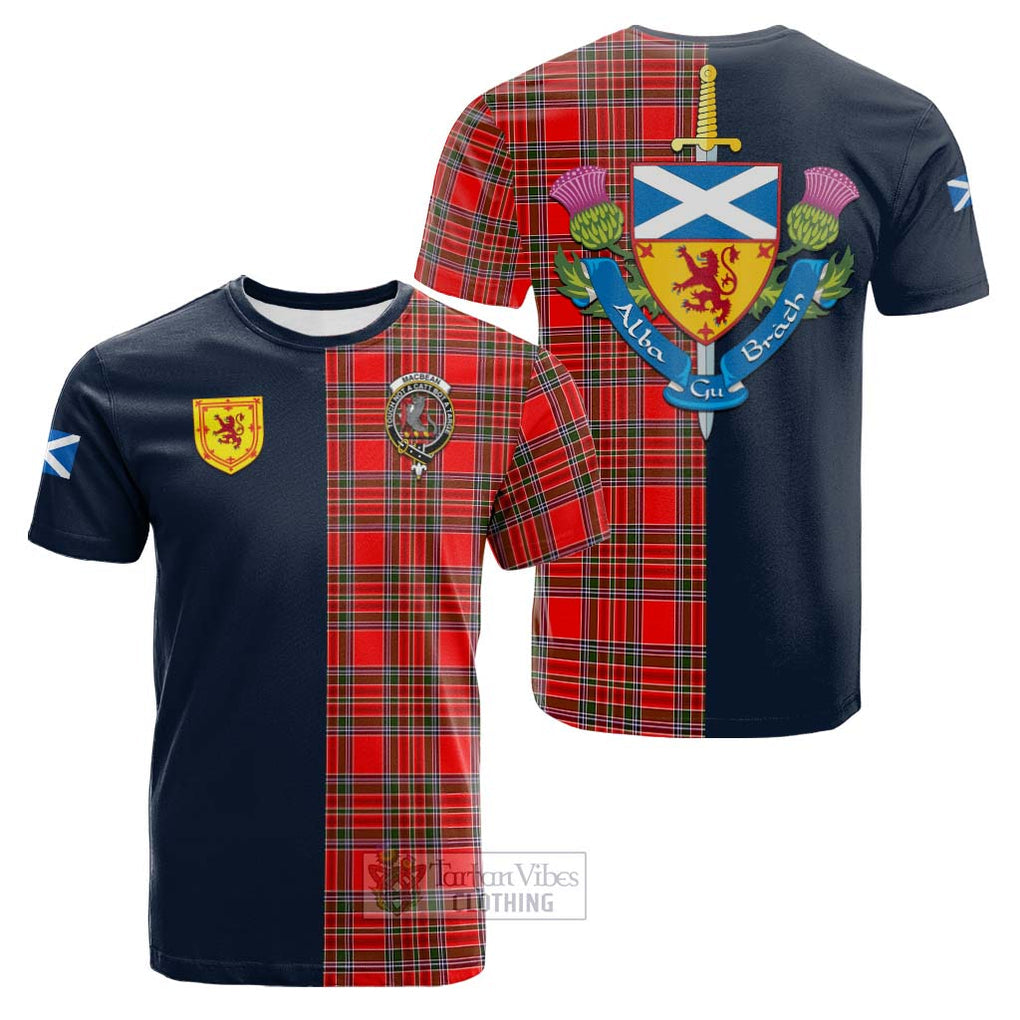 Tartan Vibes Clothing MacBean Modern Tartan Cotton T-shirt with Scottish Lion Royal Arm Half Style