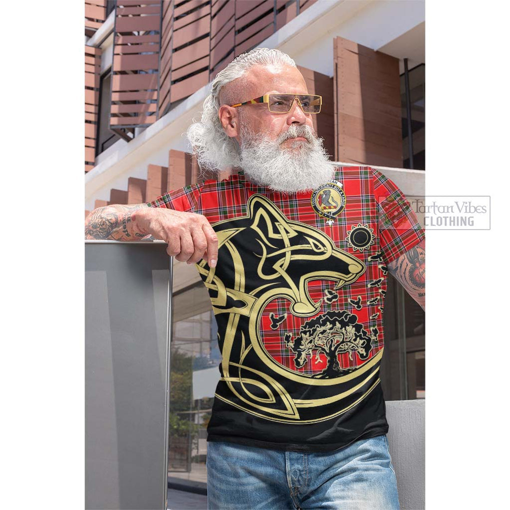 MacBean Modern Tartan Cotton T-shirt with Family Crest Celtic Wolf Style Men's Shirt - Tartan Vibes Clothing