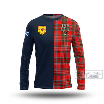 MacBean Modern Tartan Long Sleeve T-Shirt Alba with Scottish Lion Royal Arm Half Style Unisex - Tartan Vibes Clothing