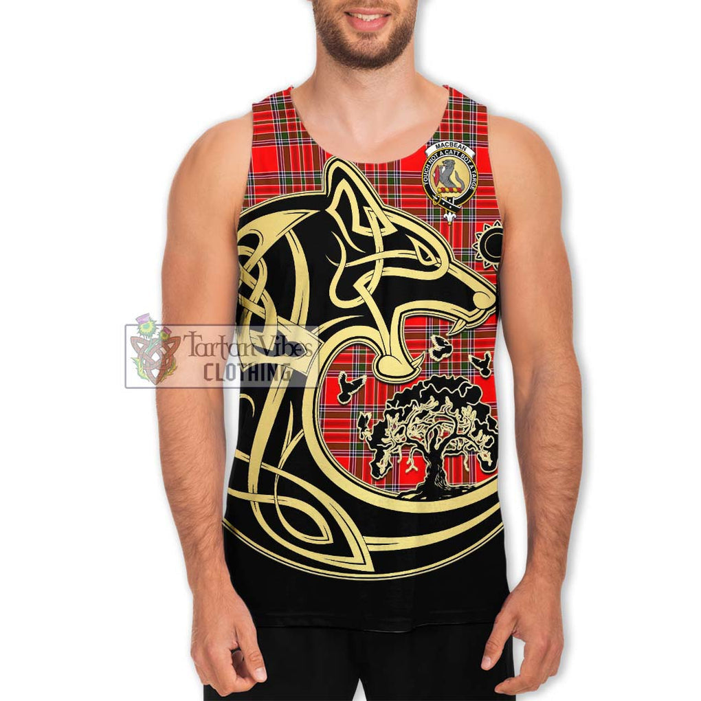 MacBean Modern Tartan Men's Tank Top with Family Crest Celtic Wolf Style Men - Tartan Vibes Clothing