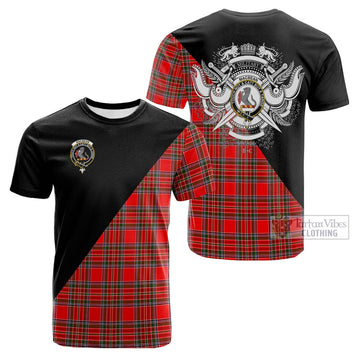 Tartan Vibes Clothing MacBean Modern Tartan Cotton T-shirt with Family Crest and Military Logo Style