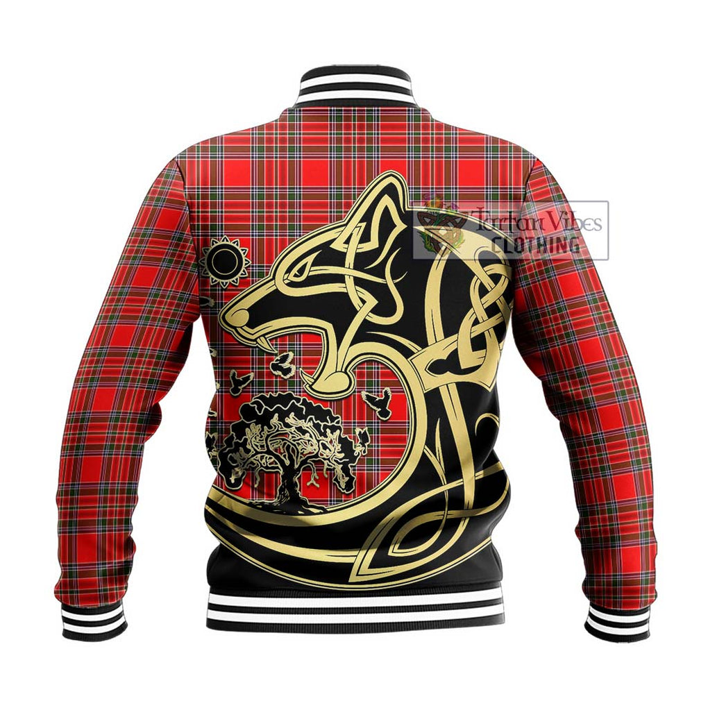 MacBean Modern Tartan Baseball Jacket with Family Crest Celtic Wolf Style - Tartan Vibes Clothing