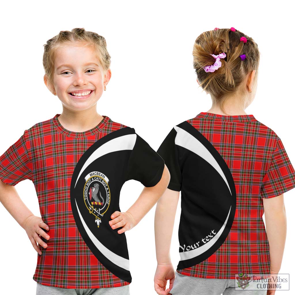 MacBean Modern Tartan Kid T-Shirt with Family Crest Circle Style - Tartan Vibes Clothing
