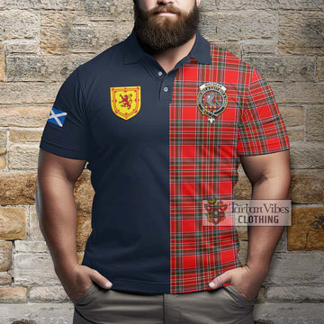 MacBean Modern Tartan Polo Shirt Alba with Scottish Lion Royal Arm Half Style - Tartan Vibes Clothing