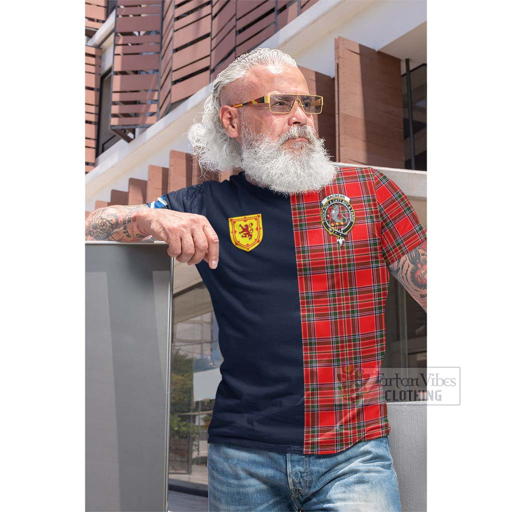 Tartan Vibes Clothing MacBean Modern Tartan Cotton T-shirt with Scottish Lion Royal Arm Half Style