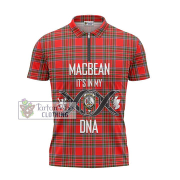 MacBean Modern Tartan Zipper Polo Shirt with Family Crest DNA In Me Style - Tartan Vibes Clothing