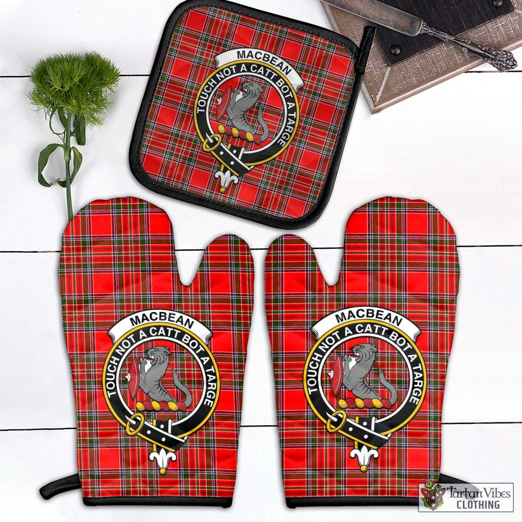 MacBean Modern Tartan Combo Oven Mitt & Pot-Holder with Family Crest Black - Tartan Vibes Clothing