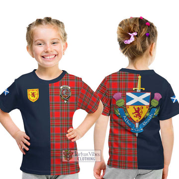 MacBean Modern Tartan Kid T-Shirt Alba with Scottish Lion Royal Arm Half Style - Tartan Vibes Clothing