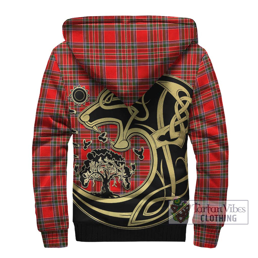 MacBean Modern Tartan Sherpa Hoodie with Family Crest Celtic Wolf Style - Tartan Vibes Clothing
