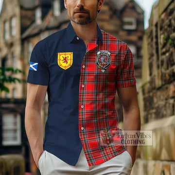 MacBean Modern Tartan Hawaiian Shirt Alba with Scottish Lion Royal Arm Half Style - Tartan Vibes Clothing