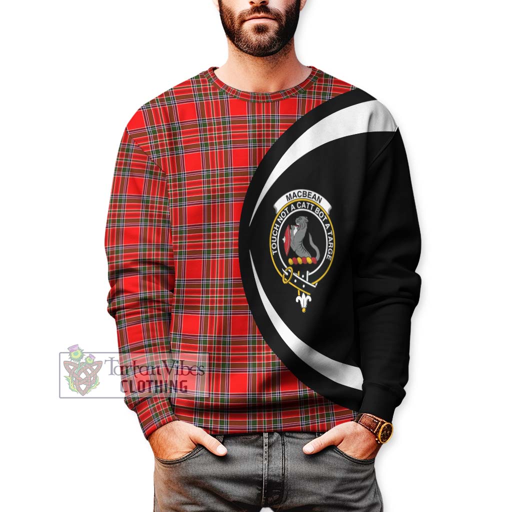 MacBean Modern Tartan Sweatshirt with Family Crest Circle Style - Tartan Vibes Clothing