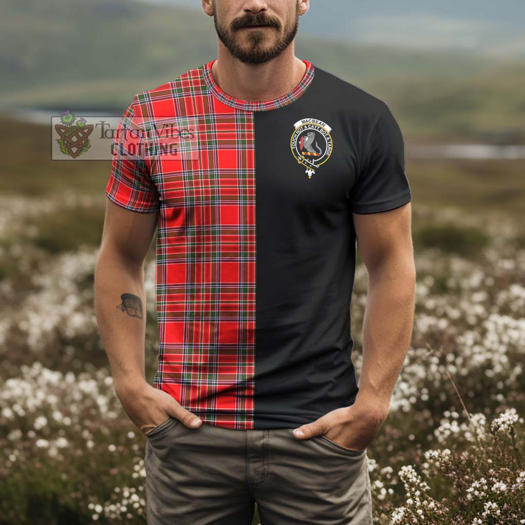 MacBean Modern Tartan T-Shirt with Family Crest and Half Of Me Style - Tartan Vibes Clothing