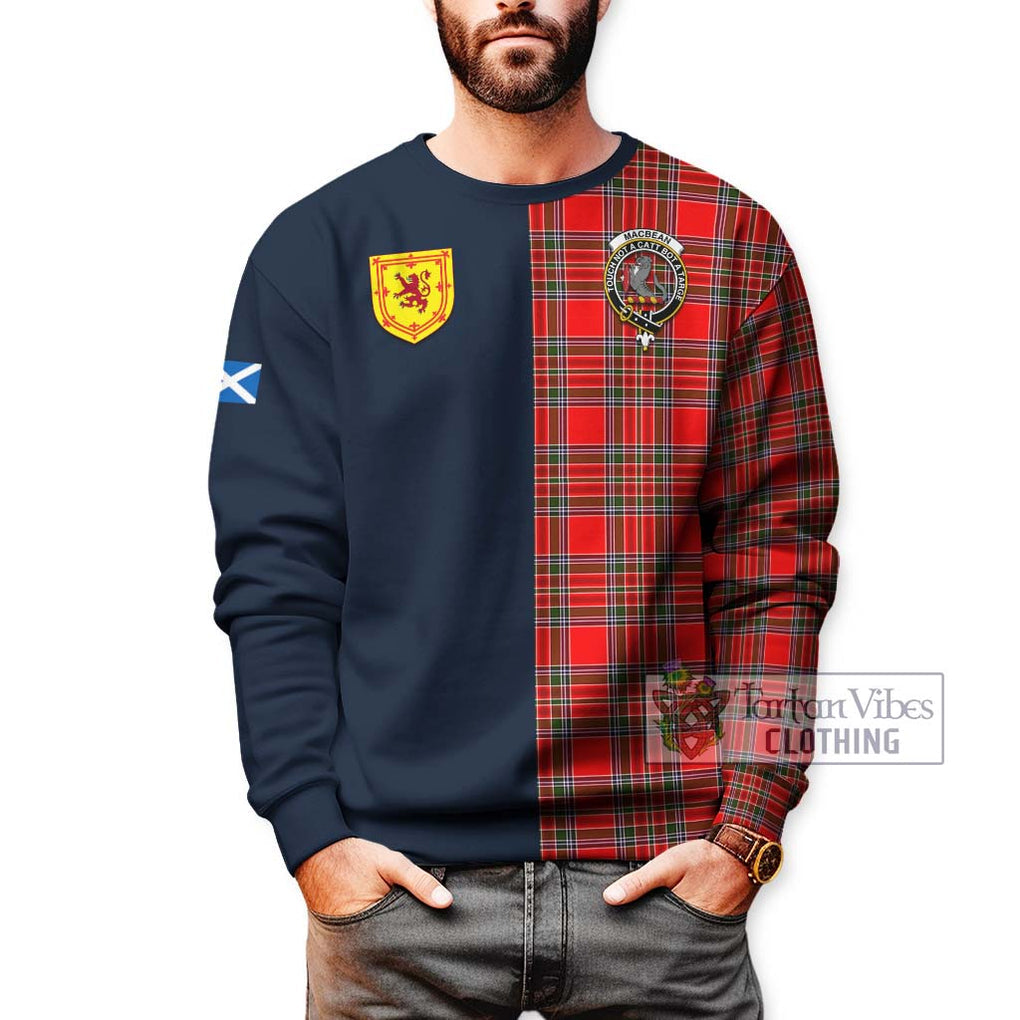 MacBean Modern Tartan Sweatshirt Alba with Scottish Lion Royal Arm Half Style - Tartan Vibes Clothing