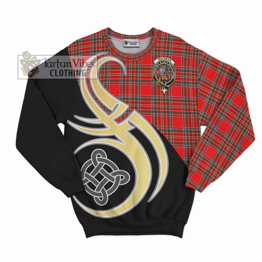 MacBean Modern Tartan Sweatshirt with Family Crest and Celtic Symbol Style - Tartan Vibes Clothing