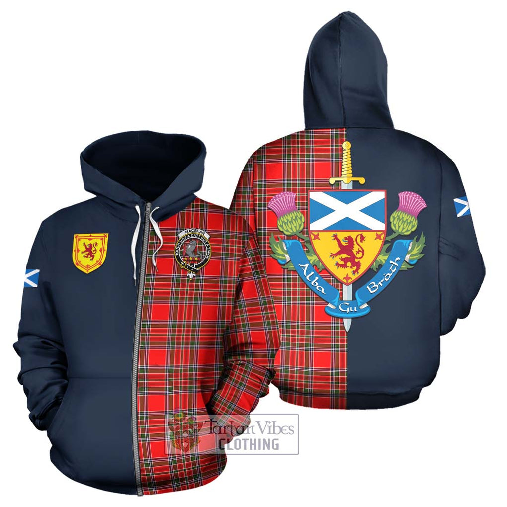 MacBean Modern Tartan Hoodie Alba with Scottish Lion Royal Arm Half Style - Tartan Vibes Clothing