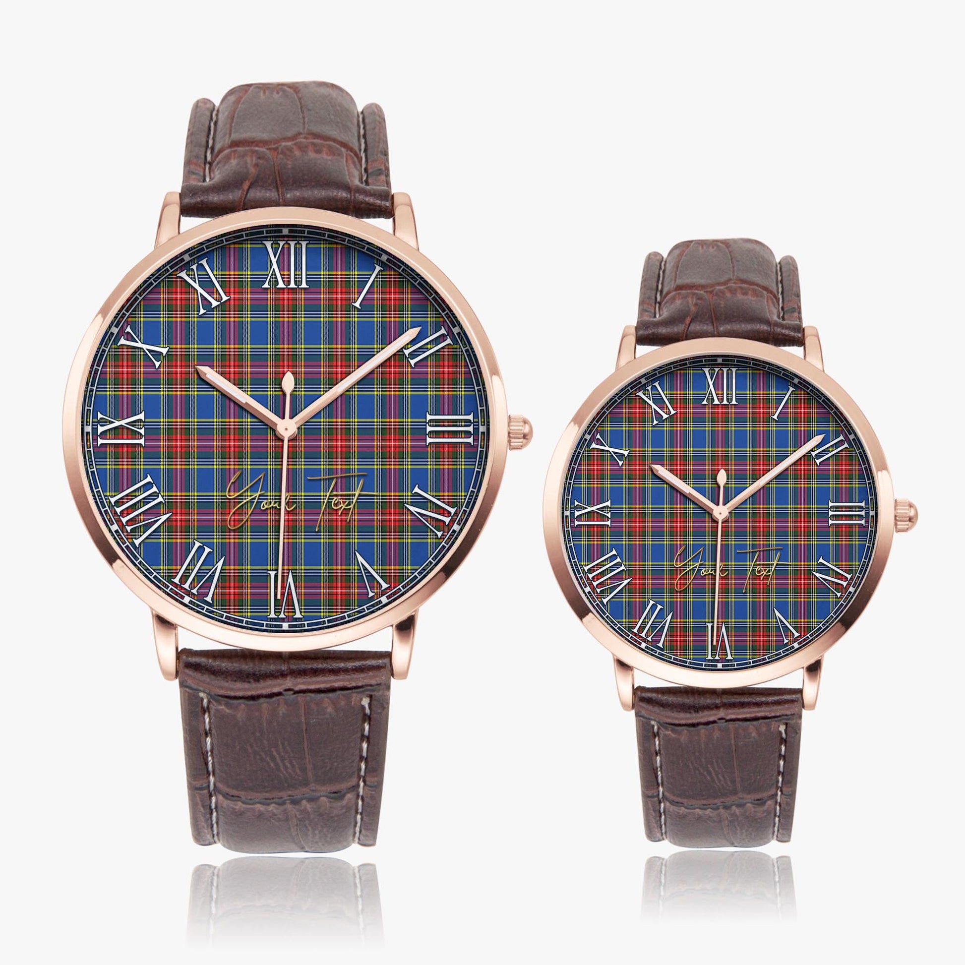 MacBeth (McBeth) Tartan Personalized Your Text Leather Trap Quartz Watch - Tartan Vibes Clothing
