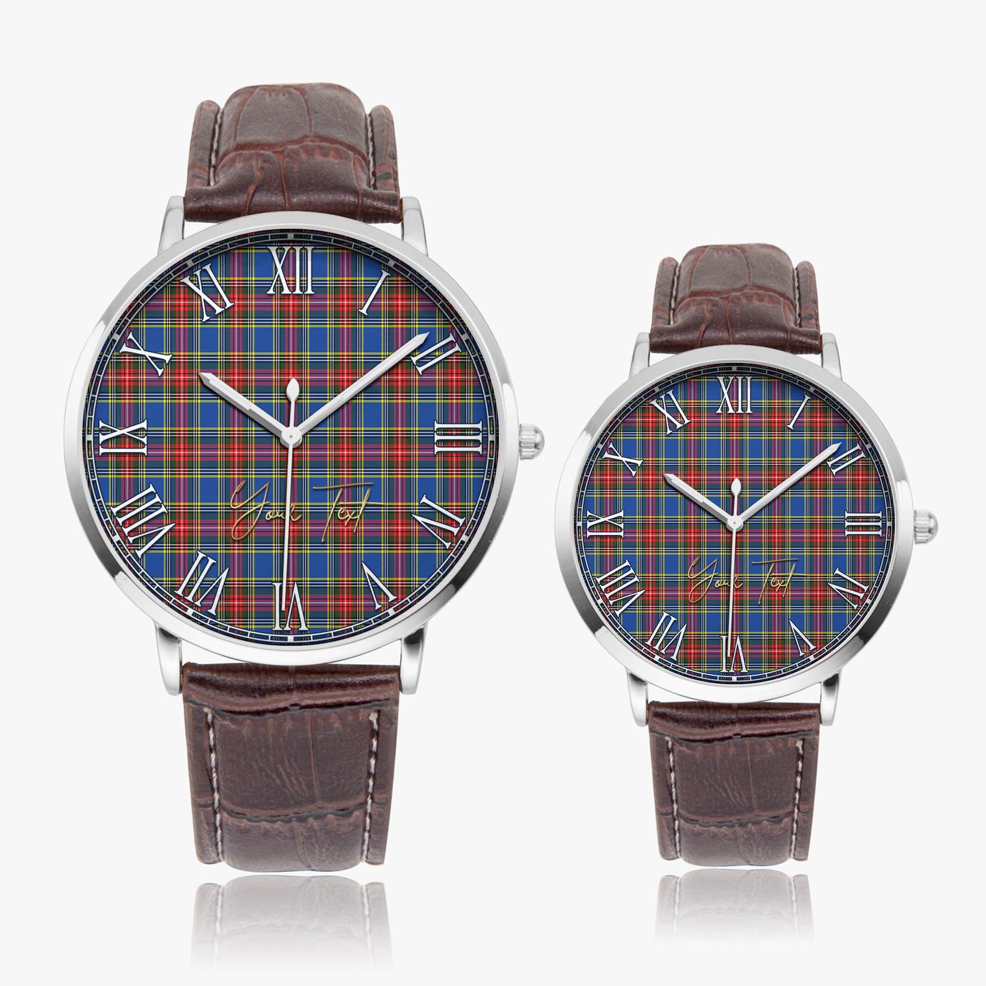 MacBeth (McBeth) Tartan Personalized Your Text Leather Trap Quartz Watch - Tartan Vibes Clothing