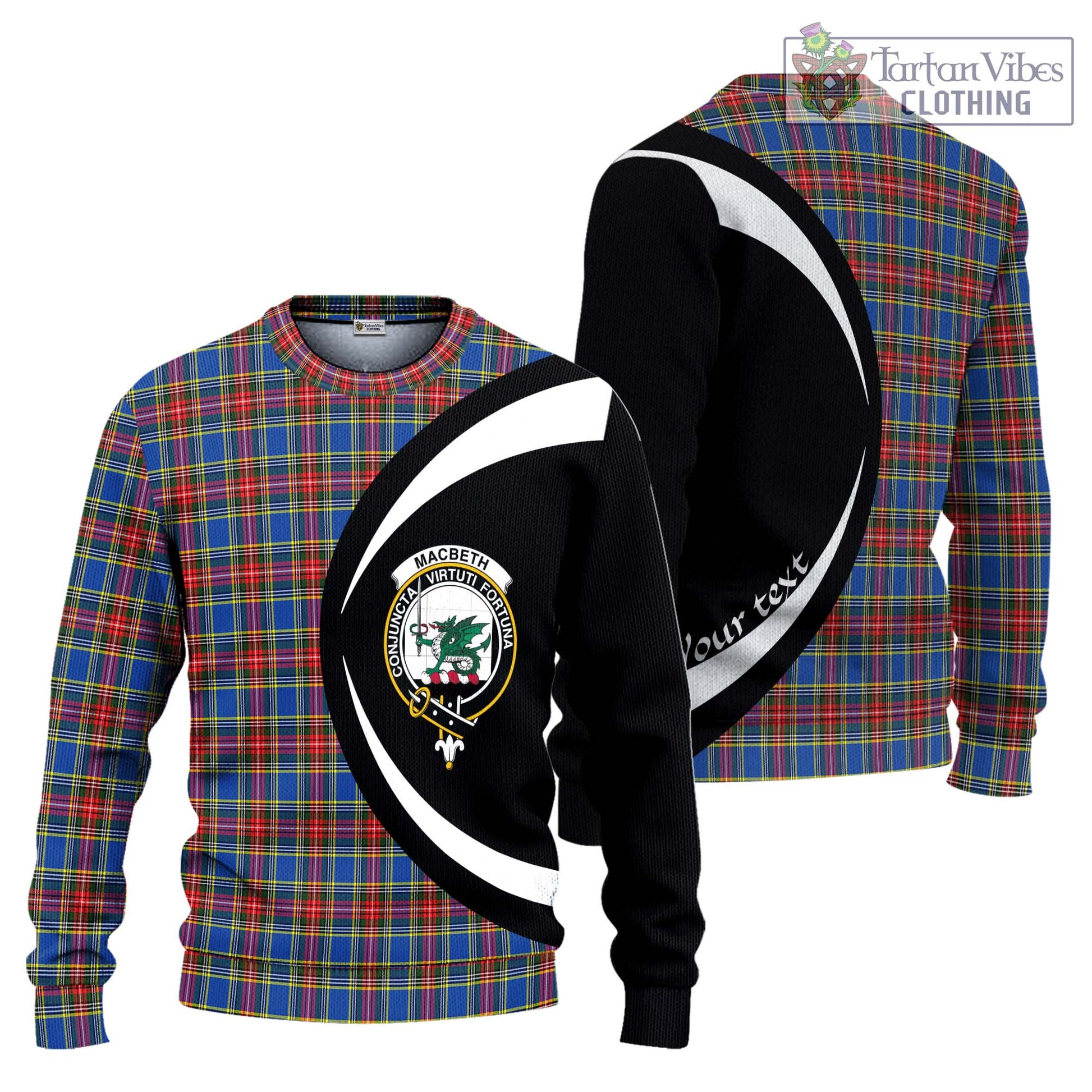 MacBeth (McBeth) Tartan Ugly Sweater with Family Crest Circle Style Unisex - Tartan Vibes Clothing
