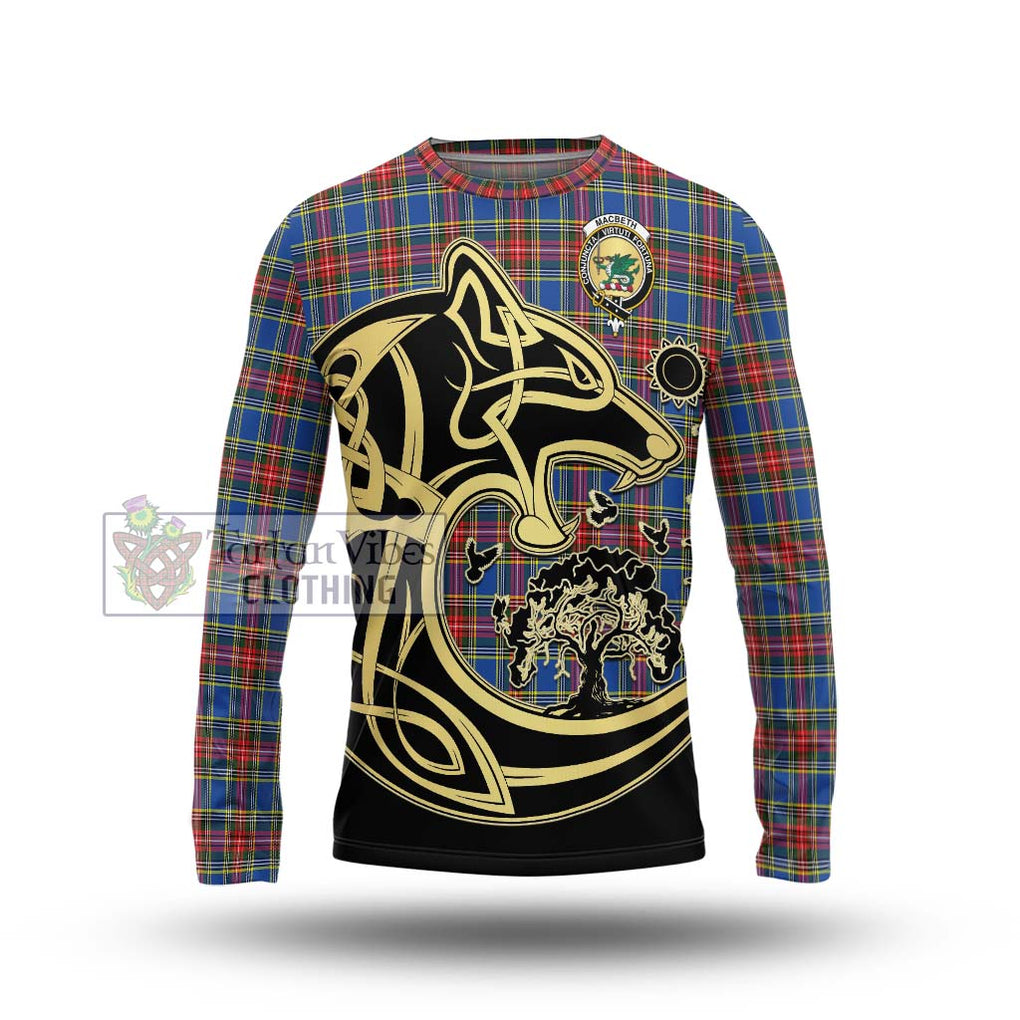 MacBeth (McBeth) Tartan Long Sleeve T-Shirt with Family Crest Celtic Wolf Style Unisex - Tartan Vibes Clothing