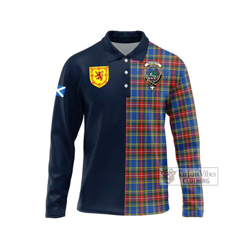 MacBeth (McBeth) Tartan Long Sleeve Polo Shirt Alba with Scottish Lion Royal Arm Half Style Unisex - Tartan Vibes Clothing