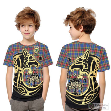 MacBeth (McBeth) Tartan Kid T-Shirt with Family Crest Celtic Wolf Style Youth XL Size14 - Tartan Vibes Clothing