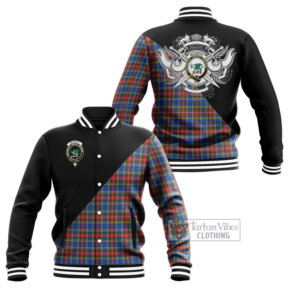 MacBeth (McBeth) Tartan Baseball Jacket with Family Crest and Military Logo Style Unisex - Tartan Vibes Clothing
