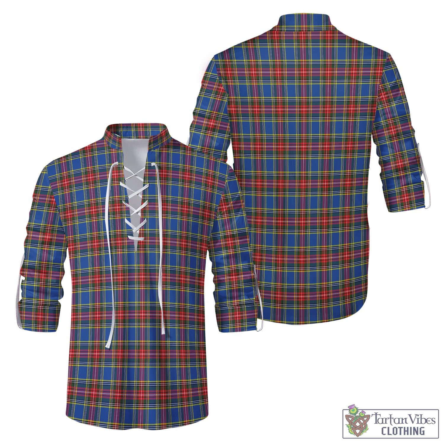 Tartan Vibes Clothing MacBeth Tartan Men's Scottish Traditional Jacobite Ghillie Kilt Shirt