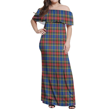 MacBeth (McBeth) Tartan Off Shoulder Long Dress Women's Dress - Tartan Vibes Clothing
