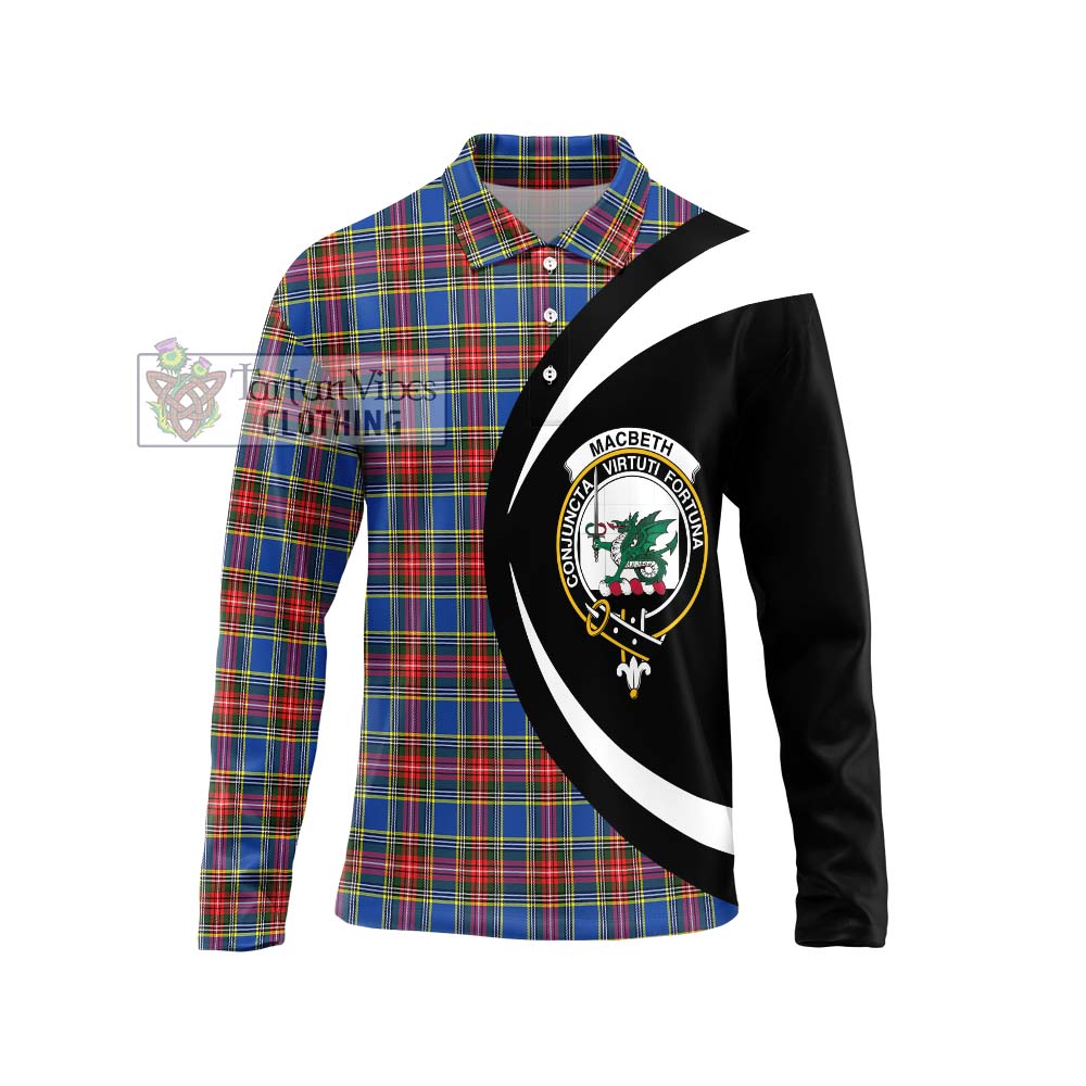 MacBeth (McBeth) Tartan Long Sleeve Polo Shirt with Family Crest Circle Style Unisex - Tartan Vibes Clothing